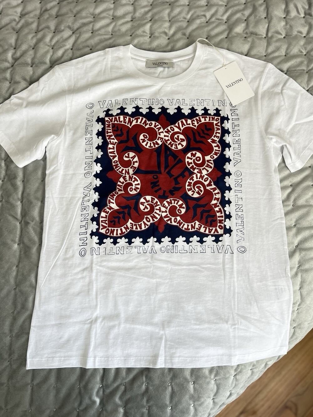 VALENTINO White cotton Bandana T-shirt sz M